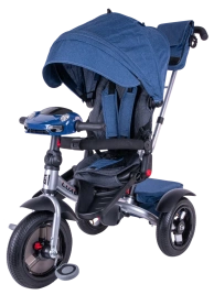 Велосипед коляска Luxury трехколесный с ручкой синий / blue
