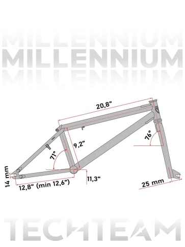 Велосипед TechTeam BMX Millennium 2025 20х20.4 серый фото 3