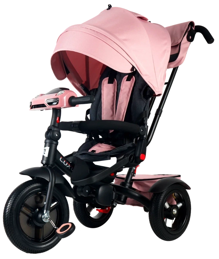 Велосипед коляска Luxury трехколесный с ручкой розовый / pink фото 1