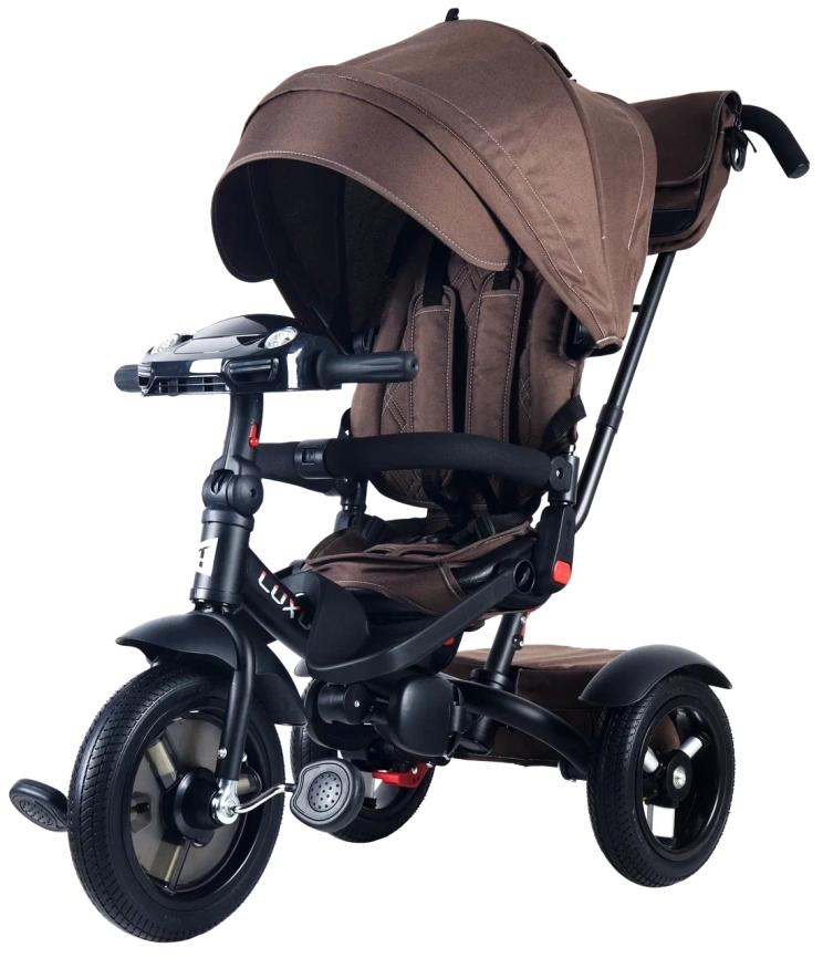 Велосипед коляска Luxury трехколесный с ручкой коричневый / brown фото 1